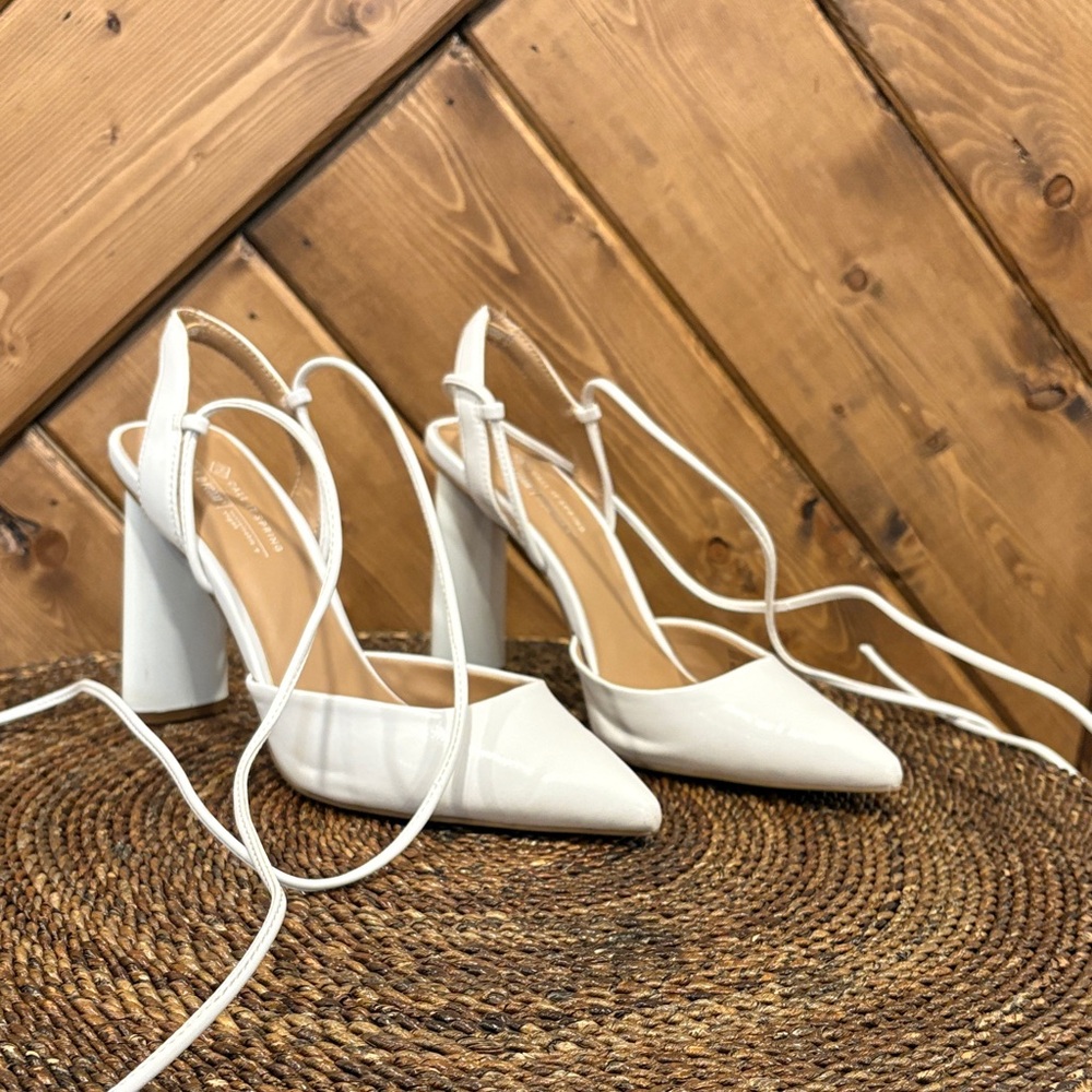 Call It Spring White Strappy Heels Size 7.5